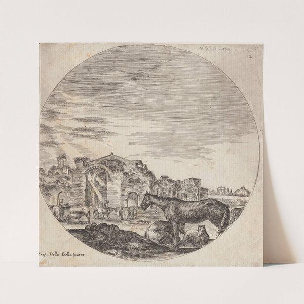 Le pâtre qui dort couché par terre, sur le devant, à droite. (1601-1700) by Stefano Della Bella