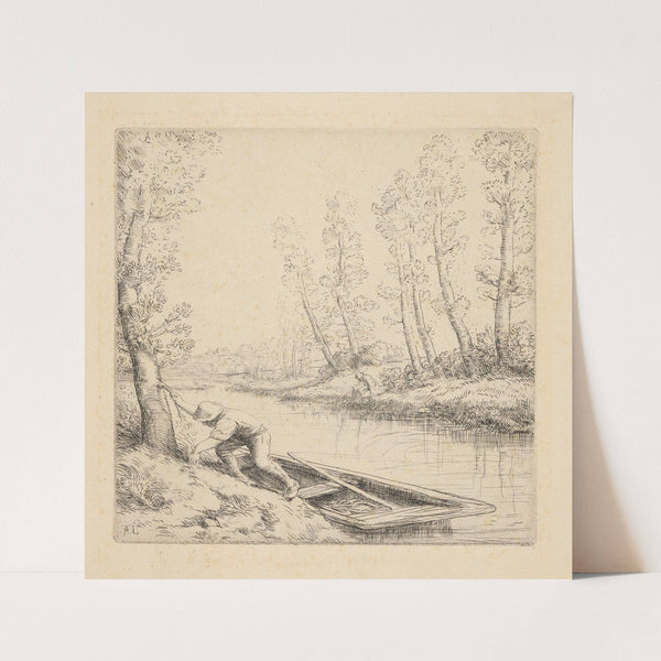 Le paysage au bateau by Alphonse Legros