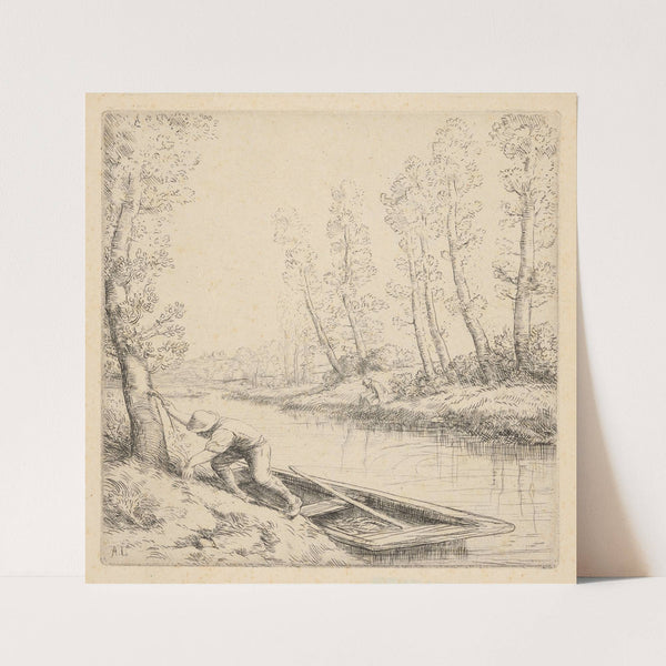 Le paysage au bateau by Alphonse Legros
