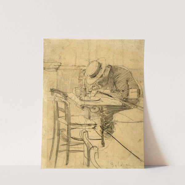 Le peintre Helleu assis à une terrasse de café by Giovanni Boldini