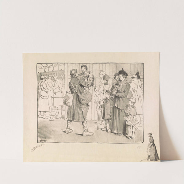 Le pensionnaire à ses enfants Nous n’avons pas voulu de leur paix parce que je ne veux pas que vous allez dans les tranchées comme mois (1917) by Lucien Jonas