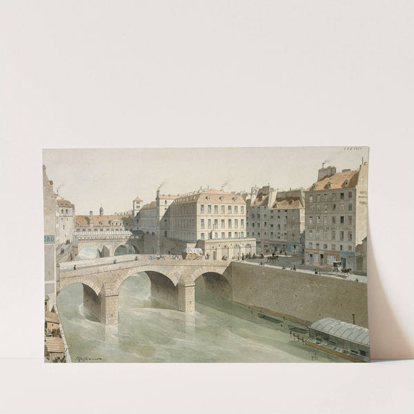 Le Petit-Pont et la place du Petit-Pont en 1830 (1915-1945) by Fédor Hoffbauer