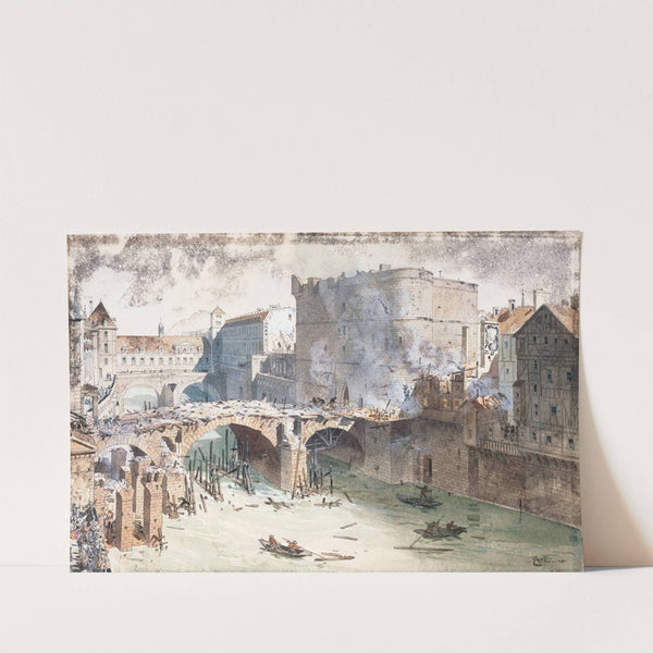 Le Petit-Pont et le Petit-Châtelet après l’incendie du 27 avril 1718, actuellement rue du Petit-Pont, quai Montebello (1915-1945) by Fédor Hoffbauer