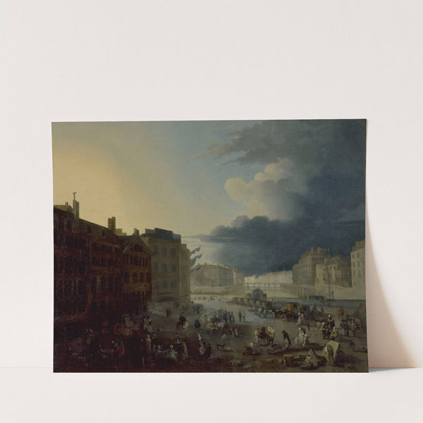 Le pont Rouge et les pointes des îles Saint-Louis et de la Cité, vus du port au blé by Jacques Albert Senave