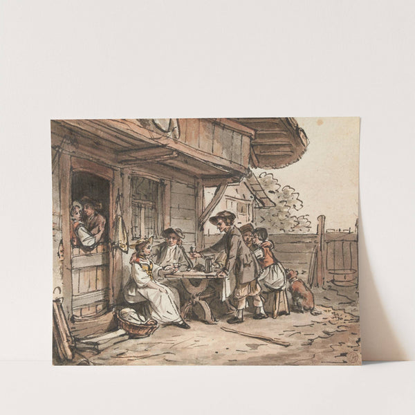 Le Repas rustique devant une ferme bernoise by Sigmund Freudenberger