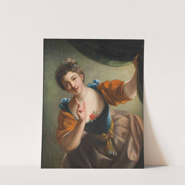 Le Silence, Ou Femme À La Fenêtre Soutenant Un Rideau by After Jean Raoux