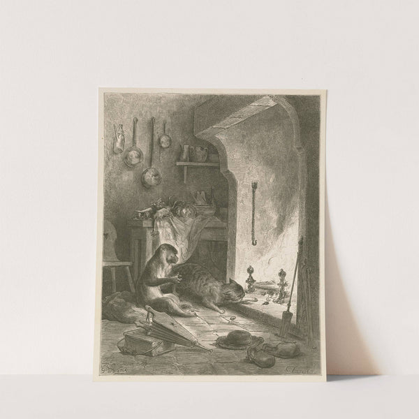 Le singe et le chat (1860-1869) by Gustave Doré