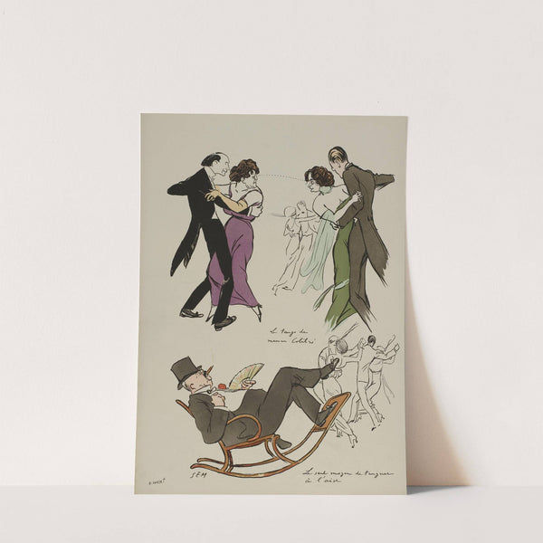 Le tango de maman Colibri ; Henri Bataille, Mme de Bray, Melle Bady, Comte Hallez-Claparède (1913) by Georges Goursat (Sem)