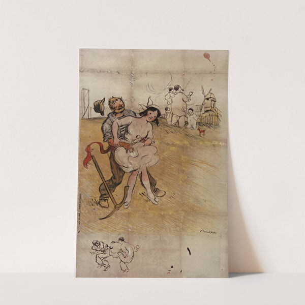 Le Terrassier et la meunière du Moulin de la Galette affiche avant la lettre (1913) by Francisque Poulbot