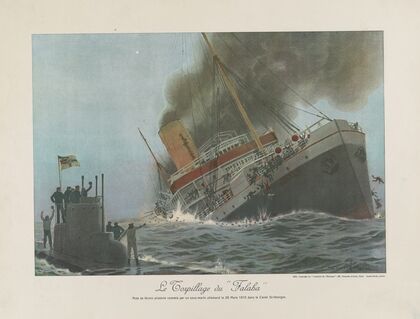 Le torpillage du ‘Falaba’ Acte de féroce piraterie commis par un sous-marin allemand le 28 Mars 1915 dans le Canal St-Georges (1915) — size preview