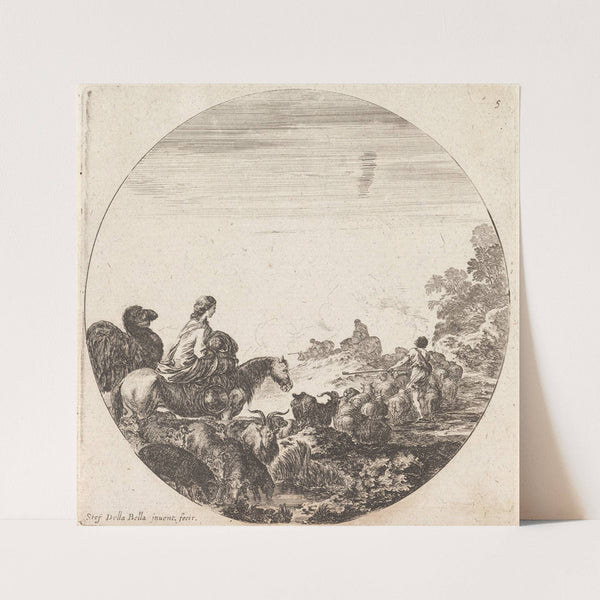 Le troupeau en marche vers le fond (1601-1700) by Stefano Della Bella