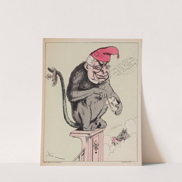 Le vieux singe savant.Va-t’il être plumé ce pauvre coq gaulois by Faustin Betbeder