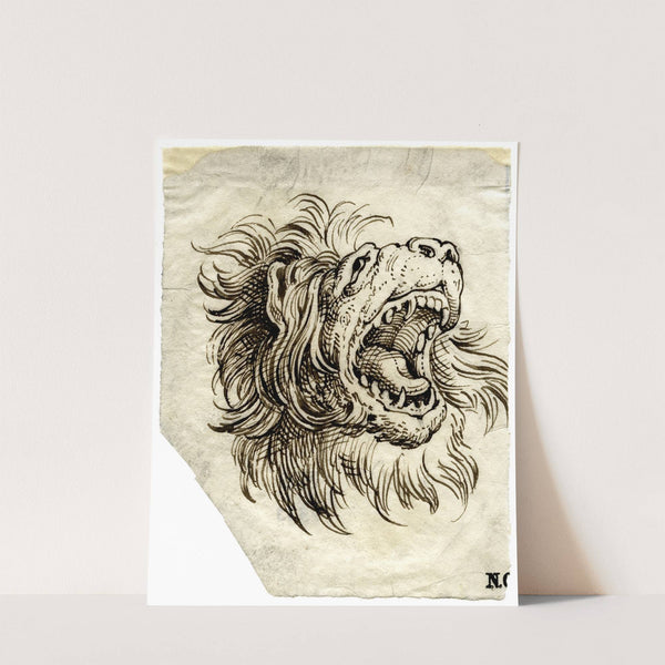 Leeuwenkop, met opengesperde muil by David Humbert de Superville