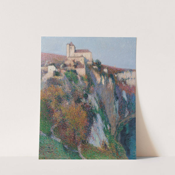 L’église Saint-Cirq Lapopie perchée sur la falaise de la boucle du Lot, ciel bleu by Henri Martin