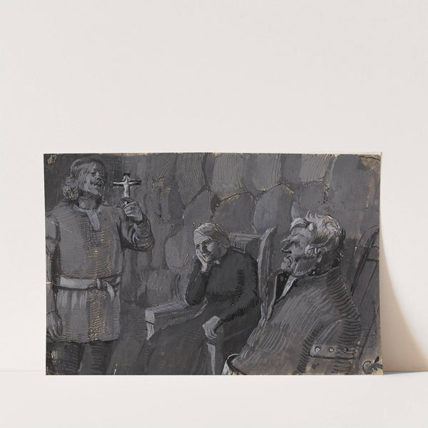 Leif Erikson forsøker å omvende Eirik og sin mor (1895-1899) by Christian Krohg