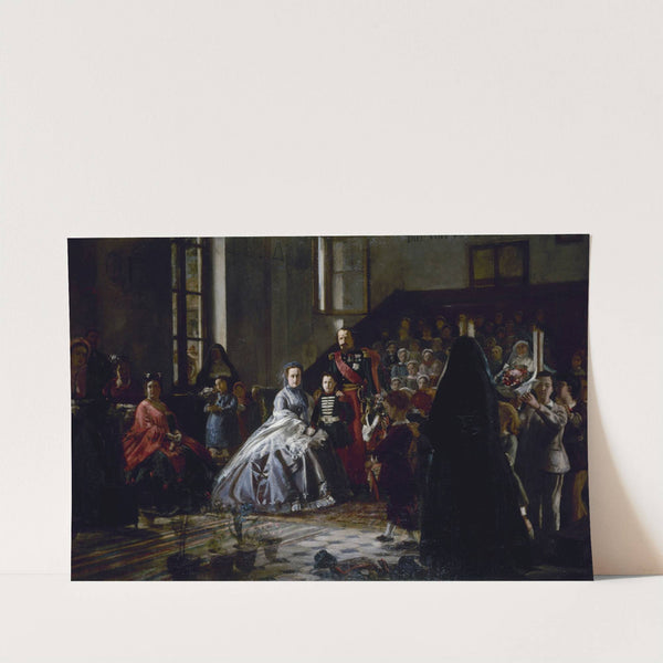 L'Empereur, l'Impératrice et le prince impérial visitant une salle d'asile à Fontainebleau by Auguste Victor Pluyette
