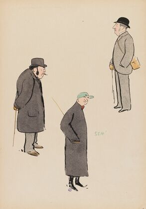 L’entraîneur Levis, M. Harper et M. Basdan, jockey