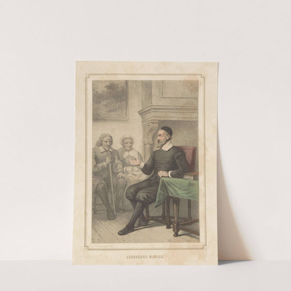 Leonardus Marius van der Goes spreekt een man en een vrouw toe Leonardus Marius (1834-1900) by Pieter Wilhelmus van de Weijer