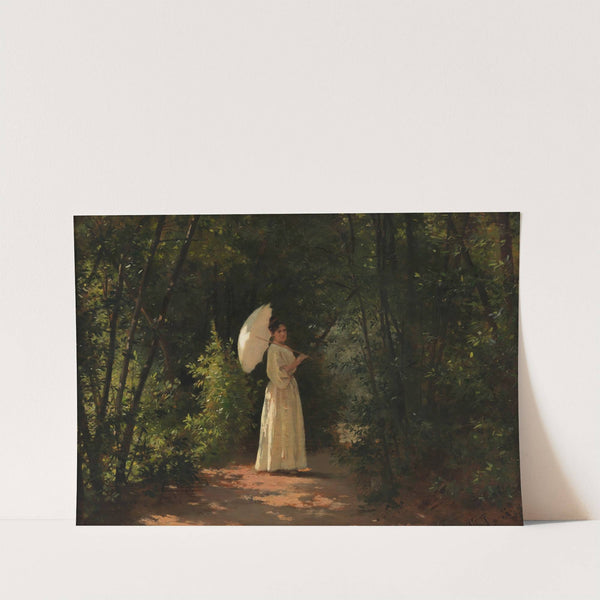 Leopoldine Schmid, die Gattin des Künstlers, im Garten (1890) by Julius Schmid