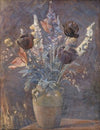 Lervase Med Tulipaner Og Andre Blomster