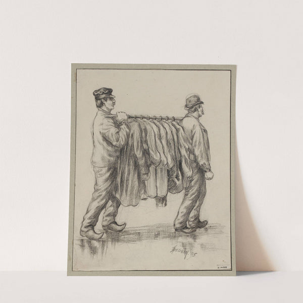 Les Asiles de nuit L’asile du quai de Valmy, n°107, deux hommes portant les vêtements à l’étuve (1895) by F. Séguin