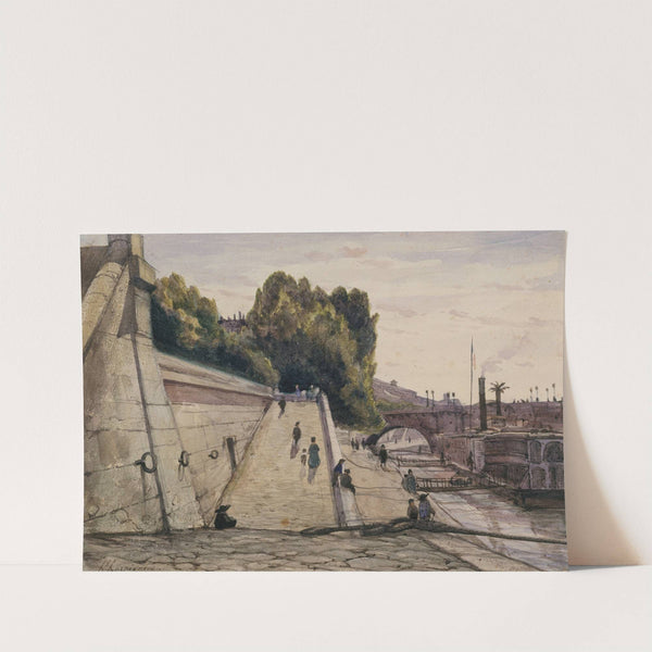 Les bains de la Samaritaine, la Seine sur le quai du Louvre, 1er arrondissement (1845-1875) by Henri-Joseph Harpignies