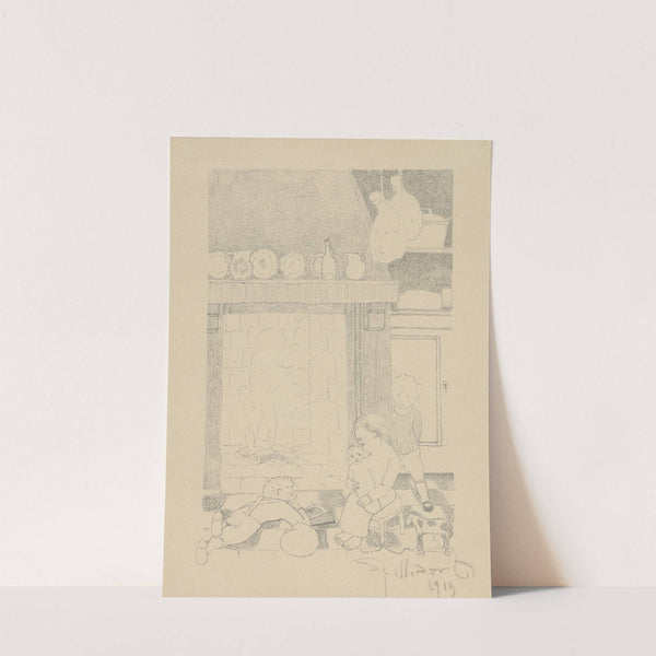 Les enfants pauvres devant l'âtre by Léon Spilliaert