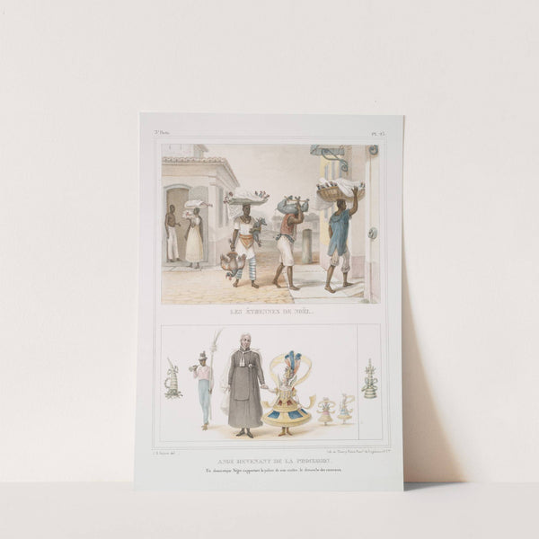 Les étrennes de Noël; Ange revenant de la procession. Un domestique nègre rapportant la palme de son maître, le Dimanche des Rameaux (1834 - 1839) by Jean Baptiste Debret