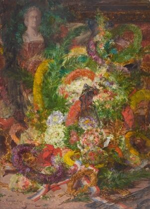 Les fleurs et les couronnes de la chambre mortuaire