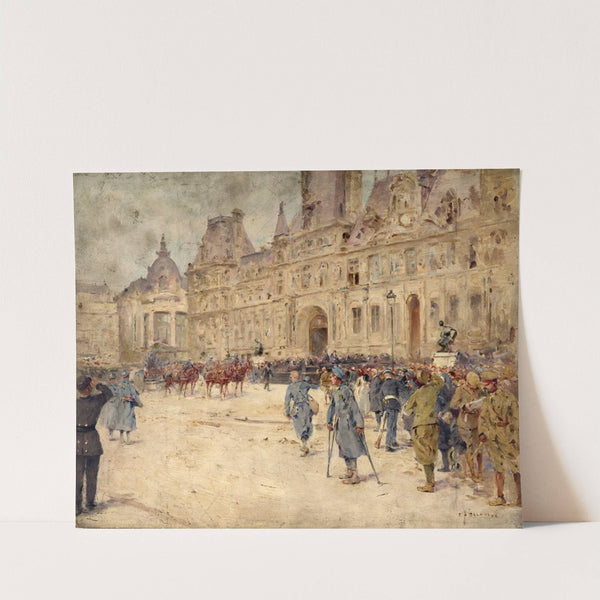 Les mutilés assistent aux obsèques du général Galliéni, sur la place de l'Hôtel-de-Ville (1er juin 1916) by Ernest Jean delahaye