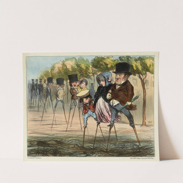 Les Parisiens ayant trouvé moyen de circuler en temps de pluie by Honoré Daumier