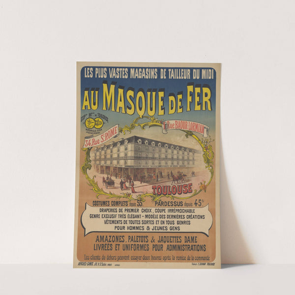 Les plus vastes magasins de tailleur du midi Au masque de fer (1892) by Imp. Camis