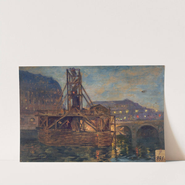 Les travaux du métropolitain au pont Saint-Michel by Victor Marec