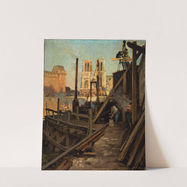 Les travaux du métropolitain au quai Saint-Michel by Henri Dabadie