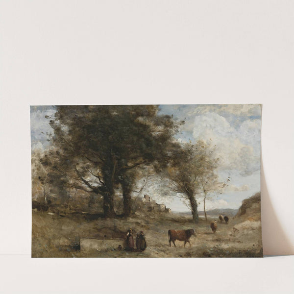 Les Vachères À La Fontaine by Jean-Baptiste-Camille Corot