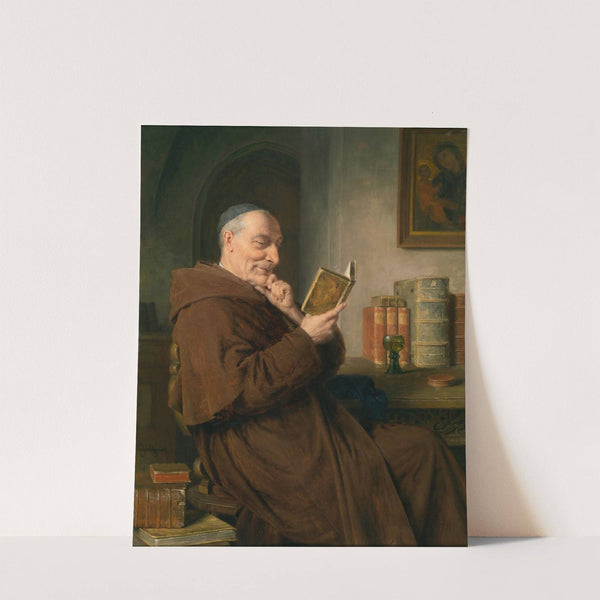 Lesender Mönch mit Weinglas by Eduard von Grützner