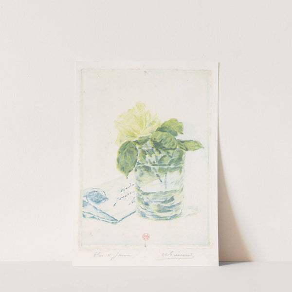 Letter next to a vase with a rose (1856-1897) by Henri-Charles Guérard