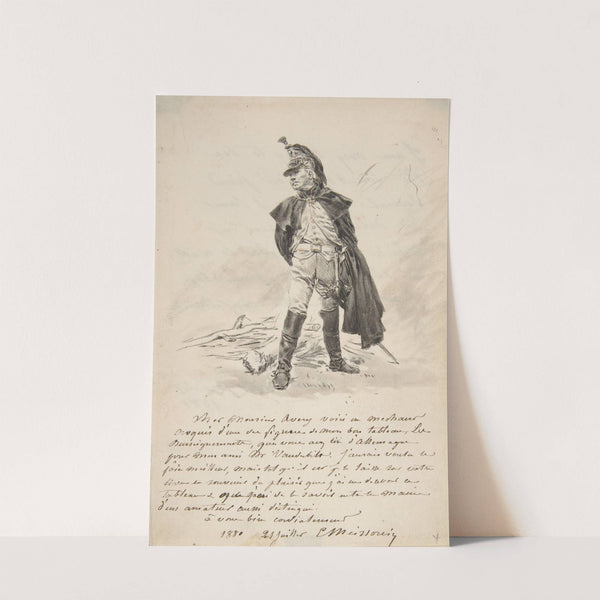 Letter to Samuel P. Avery with a drawing of a military figure (1880) by Ernest Meissonier