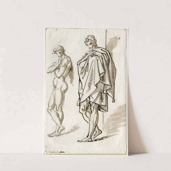 Leunende figuur 2x: de één gekleed, de ander naakt by David Humbert de Superville