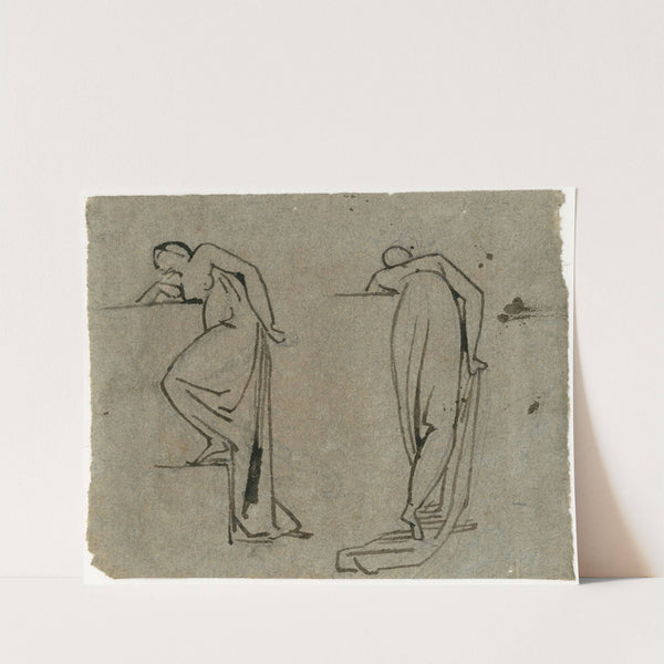 Leunende, half voorover gebogen vrouw: rugfiguur by David Humbert de Superville