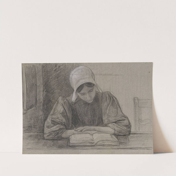 Lezend meisje met kap by Jan Veth