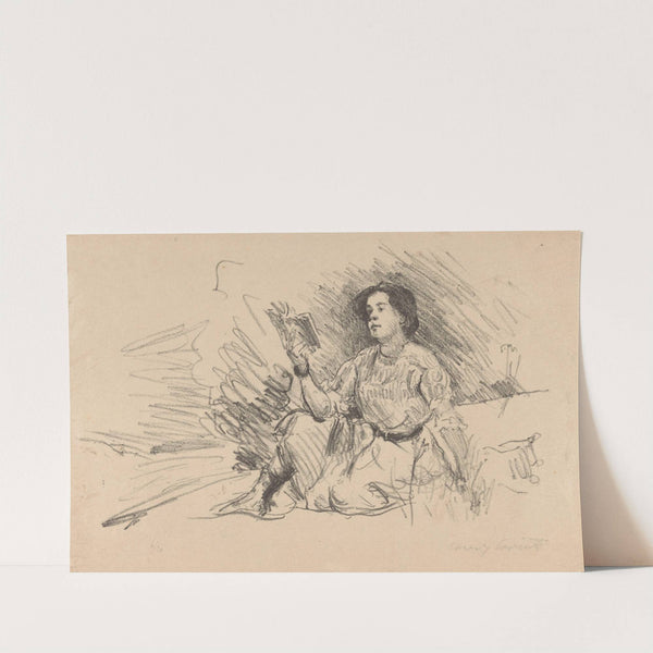 Lezend meisje, zittend op de grond by Lovis Corinth