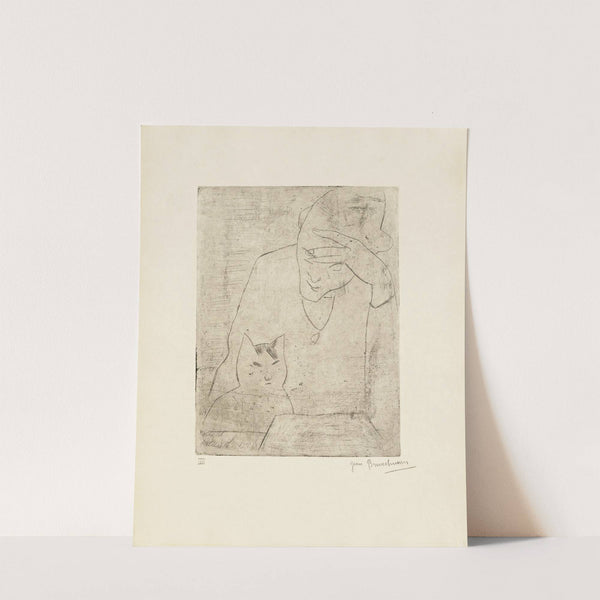 Lezende vrouw met kat (1920) by Jean Brusselmans