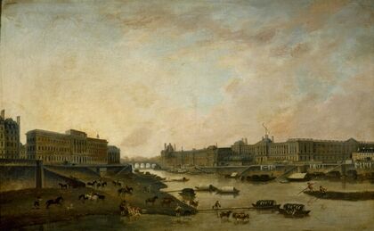 L’Hôtel de la Monnaie et le Louvre, vus du Pont-Neuf, vers 1800 — size preview