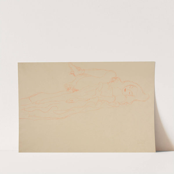 Liegender Halbakt nach rechts by Gustav Klimt