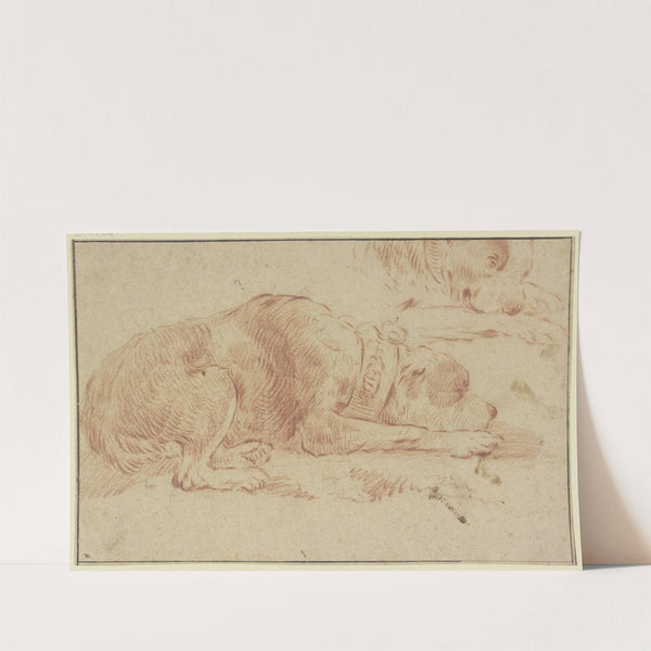 Liegender Hund nach rechts, oben Variante des Kopfes by Johann Melchior Roos
