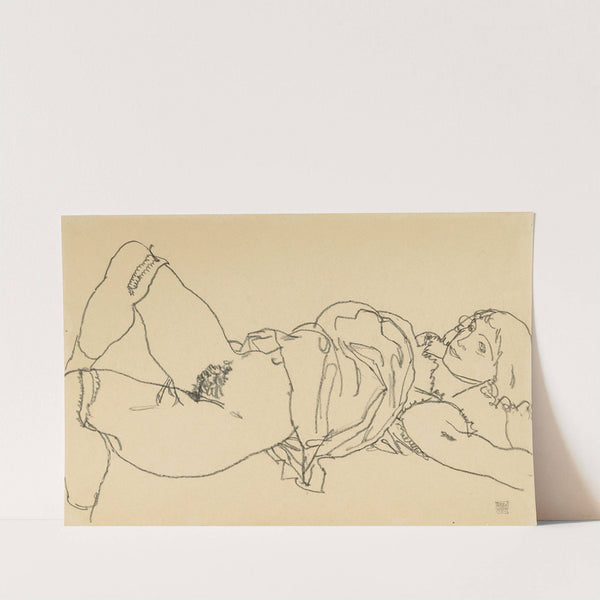 Liegender Mädchenakt nach rechts, in ganzer Figur (1917) by Egon Schiele