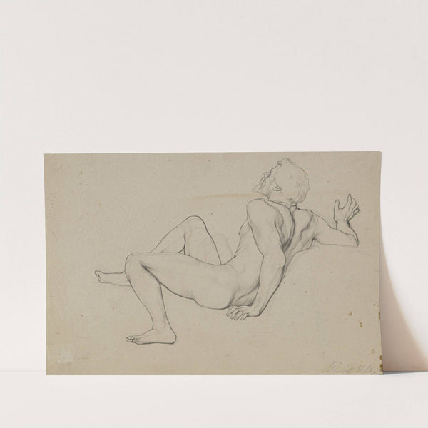 Liegender männlicher Akt, seitliche Ansicht im verlorenen Profil by Victor Müller