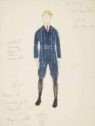 Life and Death of an American: Jerry blue suit, red tie, brown knee socks (1934-1943) — size preview