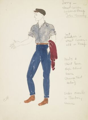 Life and Death of an American: Jerry grey shirt, blue pants, green cap, red sweater (1934-1943) — size preview